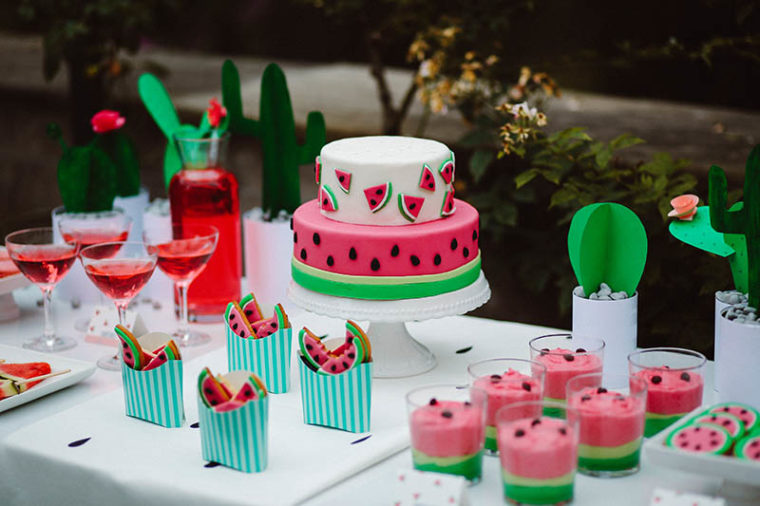 watermelon party festa tema angurie dessert table